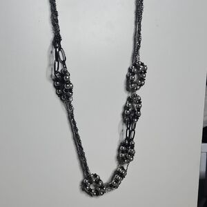 Talbots Silver and Black Multi-Strand Necklace